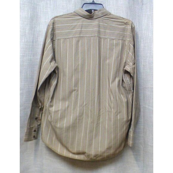 Transcript Men’s Striped Exposed Seam Casual Button Down Shirt, L, Taupe - Picture 6 of 10